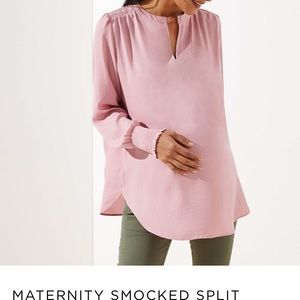 Loft maternity smock neck blouse NWT in cozy pink